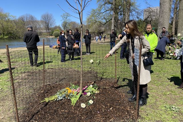 Family and friends gathered in Prospect Park to plant a tree in honor of Christina Yuna Lee.